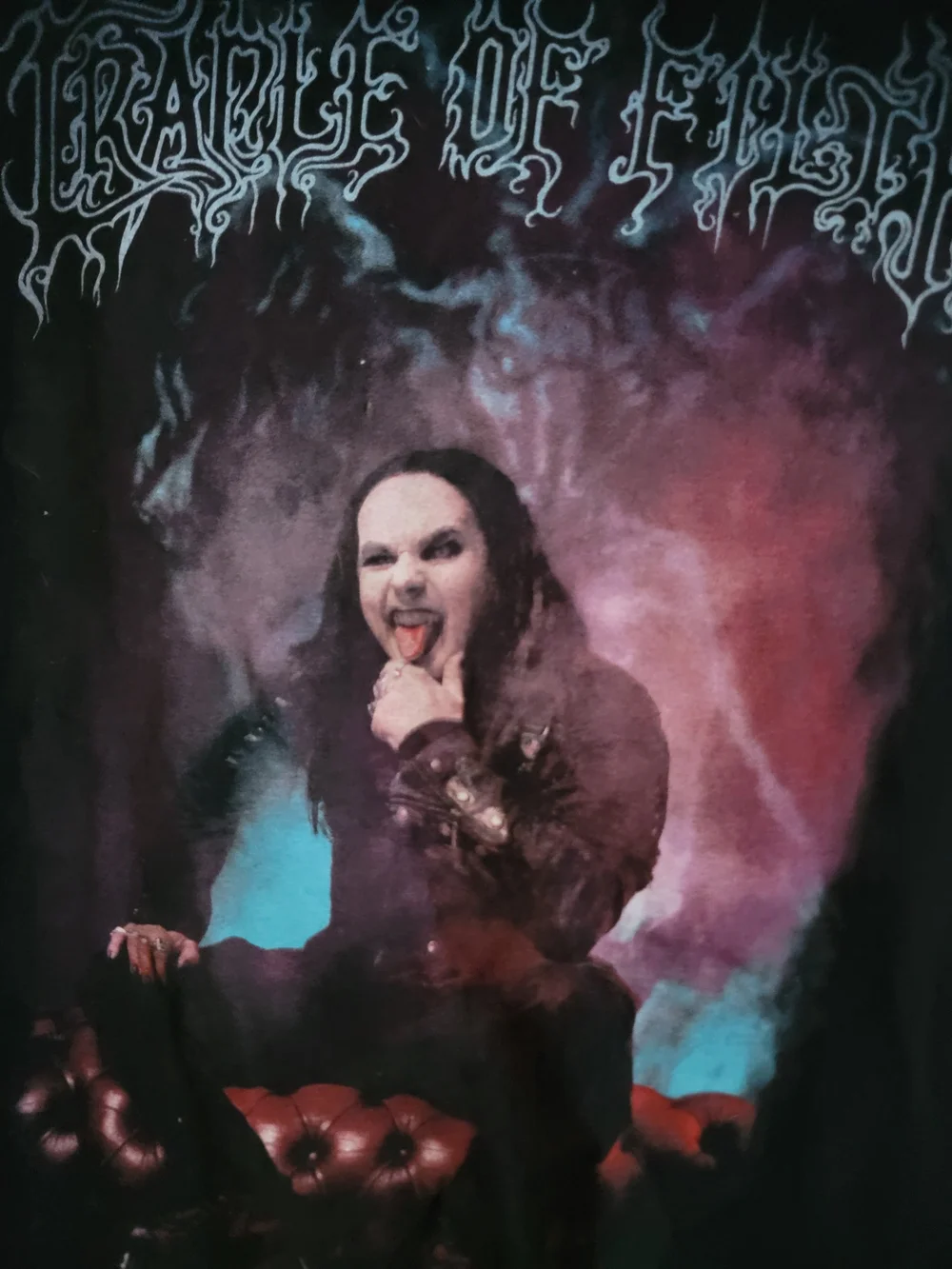 Gildan Black Cradle of Filth Graphic Tee with Red and Blue Accents - Picture 2 of 5